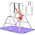 EVERYMILE Gymnastics Bars, Junior Training Kip Bar Gymnastics Equipment for Home,Adjustable Height Folding Horizontal Bar with Gymnastic Rings for Kid