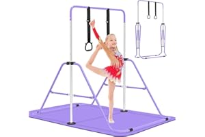 EVERYMILE Gymnastics Bars, Junior Training Kip Bar Gymnastics Equipment for Home,Adjustable Height Folding Horizontal Bar with Gymnastic Rings for Kid