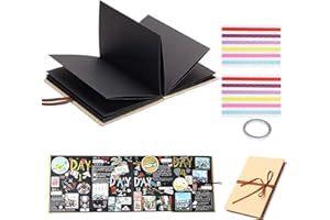 ERBO Fotoalbum zum Selbstgestalten 8 inch, Fotoalbum zum Einkleben, DIY Scrapbook Fotobuch 34 Seiten, Photo Album Kann als Abschluss Geschenk, Geburtstagsgeschenk, Hochzeitstagsgeschenk(Schwarz)