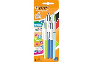 Bic Set di 4 penne a sfera retrattili con quattro colori di inchiostro, 4 colori (2 mini, 2 originali)