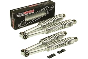 SCOOTER-PROSPORTS 4 x Stoßdämpfer Chrom Tieferlegung Set 280mm + 300mm - Simson Schwalbe KR51 Mofa Moped Mokick (28cm + 30cm)