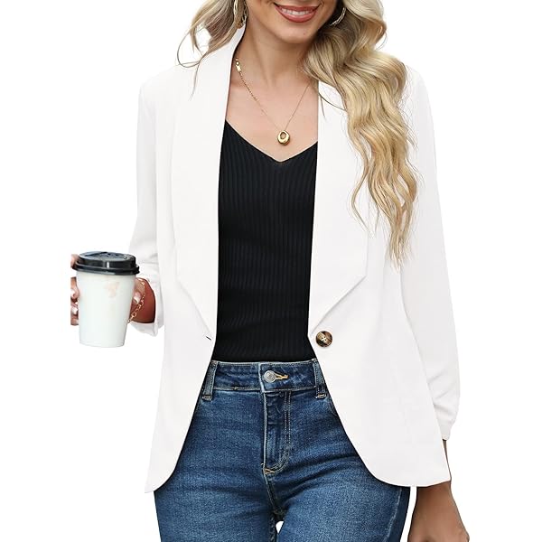 Dames Kantoorwerk Blazer Chic Klassieke Kraag Lange Mouw Elegante Jas Effen Kleur Slim Fit Zakelijk Comfortabel Casual Mode Revers Buitenkleding Pak Jas Cardigan(Brown,XXL