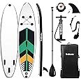 Triclicks Inflatable Stand Up Paddle Board SUP Inflatable Paddle Board 10ft Surfing Board Kit for Adults, Premium Surfboard Complete Kit with Adjustable Paddle Hand Pump Fin Leash Backpack
