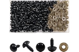 TOAOB THE ONE AND ONLY BABY TOAOB 150 Piezas Ojos de Seguridad para Amigurumi con Arandelas 12 mm Ojos Manualidades de Plástic Negro para Accesorios Hacer Tejer Peluche Animales