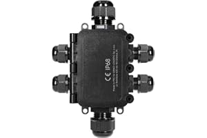 MIRATIC Kopplingsbox HD 0,5-6,0mm² IP68 Vattentät Extern Elektrisk Kopplingsbox Kabelförgreningsdosa Ø7-12mm UV- och slagtålighet IK09 Svart (6-vägs: 2xM20, 4xM16)