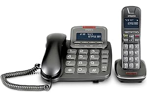 Emporia TALKHOME Combi TH-21ABB Combination DECT Corded Telephone - Black/Silver (Official UK & Ireland Version)