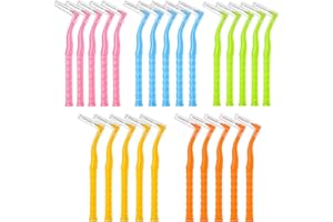 iCovalescent 50 Pezzi Spazzolini Interdentali, Angolati Scovolini Dentali Morbido con Coperchio, Scovolino per Pulizia Denti, per Pulizia Denti Rimuove la Placca Batterica(5 Colori e 5 Misure)