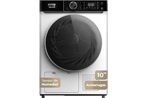 EVVO Secadora Bomba de Calor NATURE SR - Capacidad 10 Kg, Bomba Calor, Efic. Energética E, Secadora Condensación, Sensor Humedad, Antiarrugas, Inicio Diferido, 16 Programas, Bajo Consumo (Blanca)
