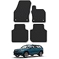 Rubber Car Mats Compatible With Skoda Kodiaq (2016+) Tailored Fit Car Floor Mats Set Accessory Custom Fit Anti-Slip Backing Heavy-Duty Waterproof Easy-Clean Durable All Weather Full Coverage Clips