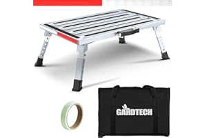GARDTECH Gradino Pieghevole in alluminio, Sgabello pieghevole per camper, roulotte - Carico Max 150 kg con Strisce Fluorescenti, Regolabile in Altezza (Classico)