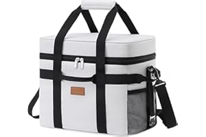 Lifewit Nevera Portatil 20L, Bolsa Termica Grande, Cooler Bag Plegable con múltiples asas, Bolsa Nevera Porta Alimentos para Hombre & Mujer, Porta Alimentos para Picnic, Camping, Barbacoa, Gris Seda