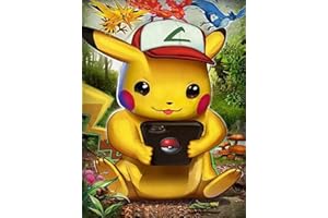 DVBQQWE Kit de peinture diamant 5D pour Aduts Pikachu - Kit de broderie au point de croix pour enfants - Décoration murale - 30,5 x 40,6 cm