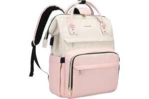 LOVEVOOK Zaino Porta PC Donna, Zaino per PC Portatile 17 Pollici, Zaino Laptop Donna, Zaino Donna Beige e Rosa