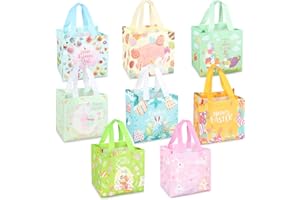 PARSUP 8 x Ostereiersuche-Taschen mit Griffen, Häschen Karotten Küken Ei Taschen, Oster Leckerei, multifunktionale Non-Woven Ostertaschen zum Verpacken von Geschenken, Eiersuche, Partyzubehör