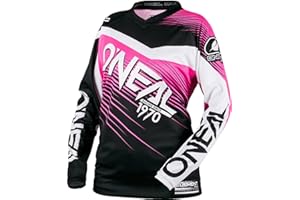 O'NEAL Motocross Shirt Long Sleeve MTB MX Mountain Bike Padded Elbow Protection Breathable V-Neck Element Jersey Racewear Women Black Pink