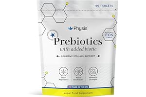 Physis Prebiotics with Probiotics | FOS Fibre Supplement | Gut Health Fiber & Digestion | Diarrhoea & Constipation Relief | 60 Vegan Capsules | 2 Month Supply | Lactobacillus Acidophilus