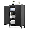 SONGMICS File cabinet, Multipurpose Garage Cabinet, Office Cabinet with 2 Doors, Lockable Cabinet, Steel Storage Cabinet, Deep Storage with Shelves, for Study, Living Room, Ink Black OMC012B01