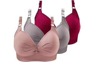 ZWDC 3er Pack BH Damen Ohne Buegel Vollschalen Bequem Guter Halt Große Brüste Wirefree Bra Super Push Up BH Gegen Hängebrust Brüste Klassische BHS Minimizer Bra