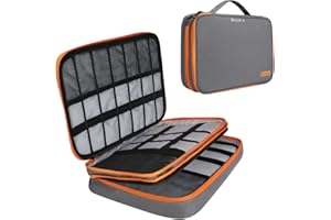 Gocokia Travel Electronic Accessories Organizer, Cokia Large Capacity Storage Handbag Cable Organizer Bag Waterproof Carry Pouch for 11.6''Laptop,Tablet,Cellphone,Hard Drives, Power - Grey