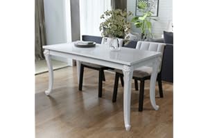 Festnight Mesa de Comedor Blanco Brillante 120 x 70 x 76 cm
