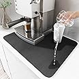 Coffee Bar Mat for Spill-proof, SYOUACEND 24 x 16 Inch Hide Stain Rubber Backed Absorbent Coffee Mat, Non-Slip Dish Drying Mat for Kitchen Counter, Coffee Bar Accessories Under Espresso Machine