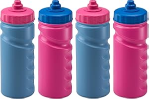 Foxberry 500ml Reusable Water Bottles - 4 Pack - Hands Free Lid - Spill Proof and Leak Proof Spout - BPA Free - Dishwasher Safe - Kids - School - Sports - Clubs