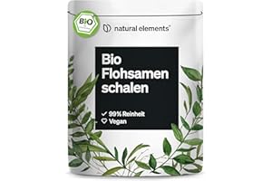 ‎NATURAL ELEMENTS natural elements Bio Flohsamenschalen – 500g Beutel – 99+% Reinheit, biozertifiziert, vegan – Low-Carb, ballaststoffreich, glutenfrei – ohne unnötige Zusätze, laborgeprüfte Qualität