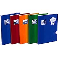 OXFORD 400017512 ESSE A4-Kladde mit halbfestem Einband, 96 Blätter, Karo, 5 Stück-Packung Farbenmix