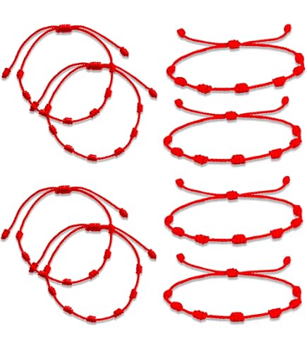 Braccialetti Regolabili 12 Bracciali Portafortuna Rossi In Corda
