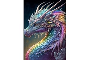 QENSPE 5D Peinture Diamant Adulte, Dragon Coloré Diamond Painting Complet Dragon Diamant Kit Enfants, DIY Diamant Strass Point de Croix Cristal Painting pour Murale Décoration 30x40cm Coloré