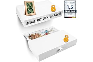 Elder Welder® Regal mit Geheimfach | 30cm x 60cm | Geheimfach Möbel | Wandregal Weiß mit Geheimversteck & Geldversteck für zuhause | Regal mit Schublade | Safe Tresor als Versteck für Geld, Schmuck