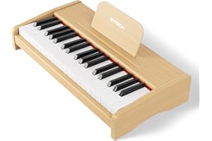 STRICH 37 Keys Kids Piano Keyboard, Mini Digital Piano for Kids, Volume Adjustable, Music Book, Wood Piano for 3+ Girls and Boys, Oak Color, SEK-37