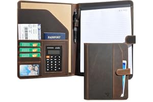 Handadsume Crazy Horse - Padfolio in pelle, organizer legale per ufficio, curriculum, raccoglitore per quaderni, formato A4/Pad, 901 (901 marrone)