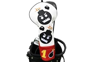 Craftsman Golf Driver Headcover Embroidery Bomb, Red and White PU Leather Golf Head Covers Driver #1 Fits Up to 460cc