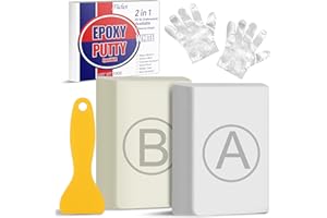 FUCHOI Stucco Epossidico, 280g Stucco Epoxy Riparazione Bicomponente, Mastice Colla Epossidica, per incollare metallo, legno, piastrelle, ceramica per riparare perdite, crepe e fori di riempimento (Bianco)