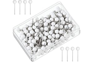 TWERUNA 200 PCS White Push Pins, Small Round Head Map Push Pins for Cork Board, 1/8 in White Thumb Tacks Drawing Pins for Home Office Map, Cork Board, Bulletin Board, Wall, DIY Craft