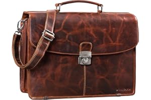 STILORD 'Miguel' Maletín de Piel Negro Grande para Hombre Bolso de Negocios Clásico Bolsa Bandolera de portátil de 15,6 y auténtico Cuero