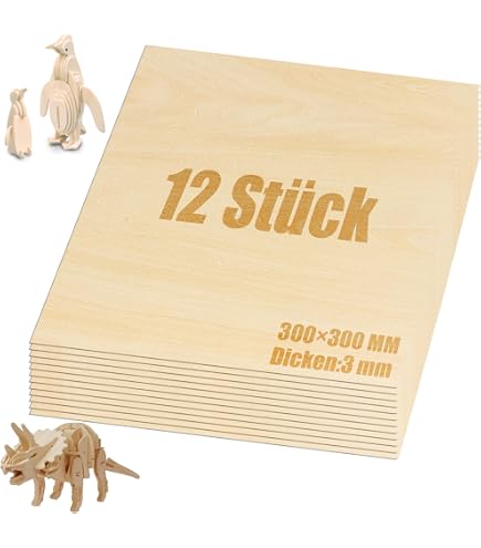 LDXDRU Lot De 10 Plaques Contreplaqué Bois Balsa 420x300x5mm - Pour Bricolage, Modélisme Et Projets Laser