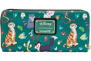 Loungefly Disney Princess Sidekicks All Over Print Mini Backpack Bag Wallet, Teal, Wallet
