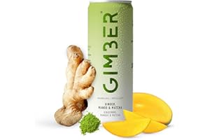 GIMBER Prêt.à.Boire Focus Lot de 12 canettes de 250ml (3L) - Canette au gingembre - Boisson gazeuse au gingembre rafraîchissante bio à partir d'ingrédients naturels - Faible en calories - Lot de 12