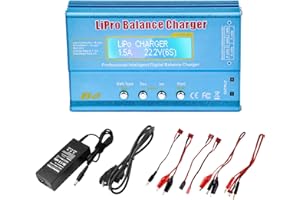 Diymore Cargador de batería Lipo,Cargador Lipo de 80W,6A Balance Charger,RC Hobby Battery Balance Barger con Adaptador para Lipo Li-Ion Life Nicd Nimh PB