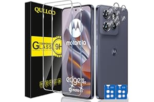 QULLOO Folia ochronna do telefonu Motorola Moto Edge 50 Neo, 2 sztuki folii ochronnej na wyświetlacz z 2 sztukami ochrony aparatu [szkło hartowane o twardości 9H][szkło hartowane HD] [szkło ochronne