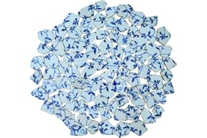 Yuvori Carreaux de mosaïque irrégulière en porcelaine bleu et blanc, 0,5 kg, fait à la main, salle de bain, salon, cuisine, extérieur (05, taille M)
