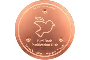 99.99% Pure Copper Purification Disk for Bird Bath Clean, Mellbree Birdbath Cleaner 0.6mm Self-Cleaning Design Keeps Water Fresh Year-Round, Fit for Outdoor Birdbaths & Bowls Bird Bath Fountains etc.