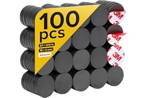 X-BET MAGNET Magnets adesivi – Ferrite Magnetic – 100 pezzi – Round Disc Magnets – Strong Sticky Backing – Ceramic Magnets Ideal for Projects, Kitchen – 0,7 x 0,12
