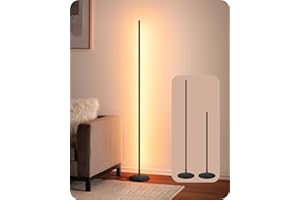 EDISHINE LED Floor Lamp, 146cm Minimalist Dimmable Standing Lamp with Foot Switch, Stepless Dimming, Tall Corner Lamp for Living Room, Bedroom, Office, 3000K, Black