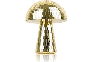 Oversevenls Boule à Facettes Champignon 15 × 18 cm – Boule Disco Miroir pour Fêtes, DJ, Mariage & Décoration Maison (Doré)