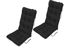 SuperKissen24. Sun Lounger Cushion Seat Pad - Set of 2 Cushions 48x123 cm - Seat cover for Sunbeds, Garden Chairs, Loungers, Seatings - Outdoor/Indoor Relaxer Chair Pillow - Waterproof - Black