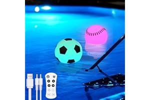 Tacobey Schwimmende Poolbeleuchtung, 2 Stück IP68 Wasserdichte LED Poollicht Wiederaufladbar, 16 RGB Farbwechsel LED Stimmung Ball Licht für Kindergeschenk, Schwimmbad, Teich, Geburtstag Party