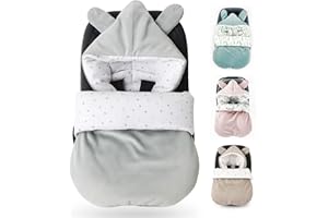 BABEES Winterfußsack Fußsack Babyschale Winter Herbst Babyfußsack warm, Einschlagdecke Baby Kinderwagen Buggy universal 3-Punkt und 5-Punkt Gurt GRAU